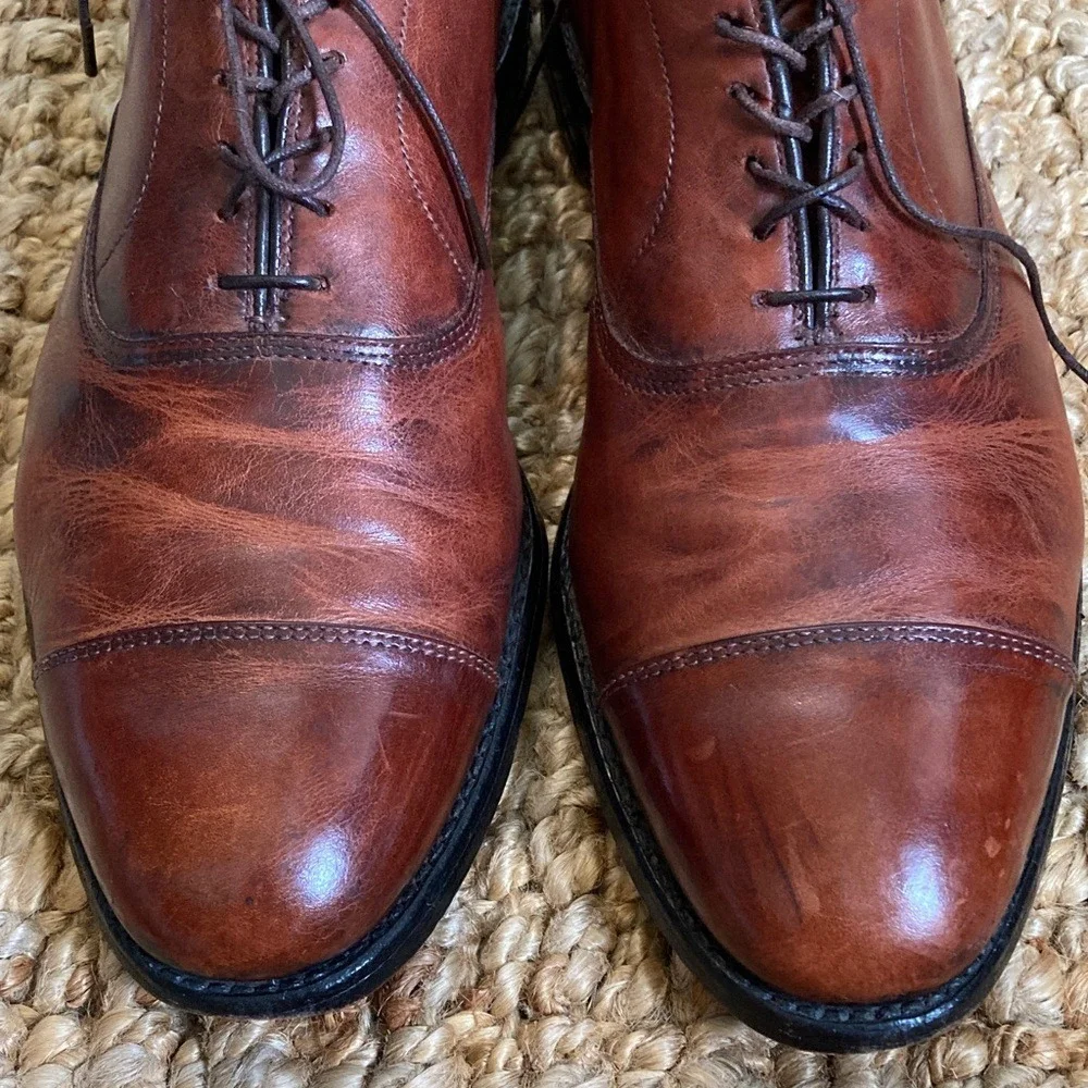 Allen‎ Edmunds Mens Brown Park Avenue Oxford Shoe Size 11C Cap Toe Lace Up